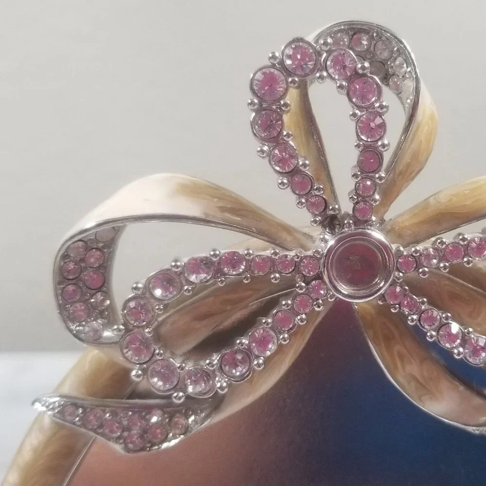 RARE JAY STRONGWATER PAVE SCROLL CRYSTAL VICTORIAN BOW RIBBON ENAMEL OVAL FRAME